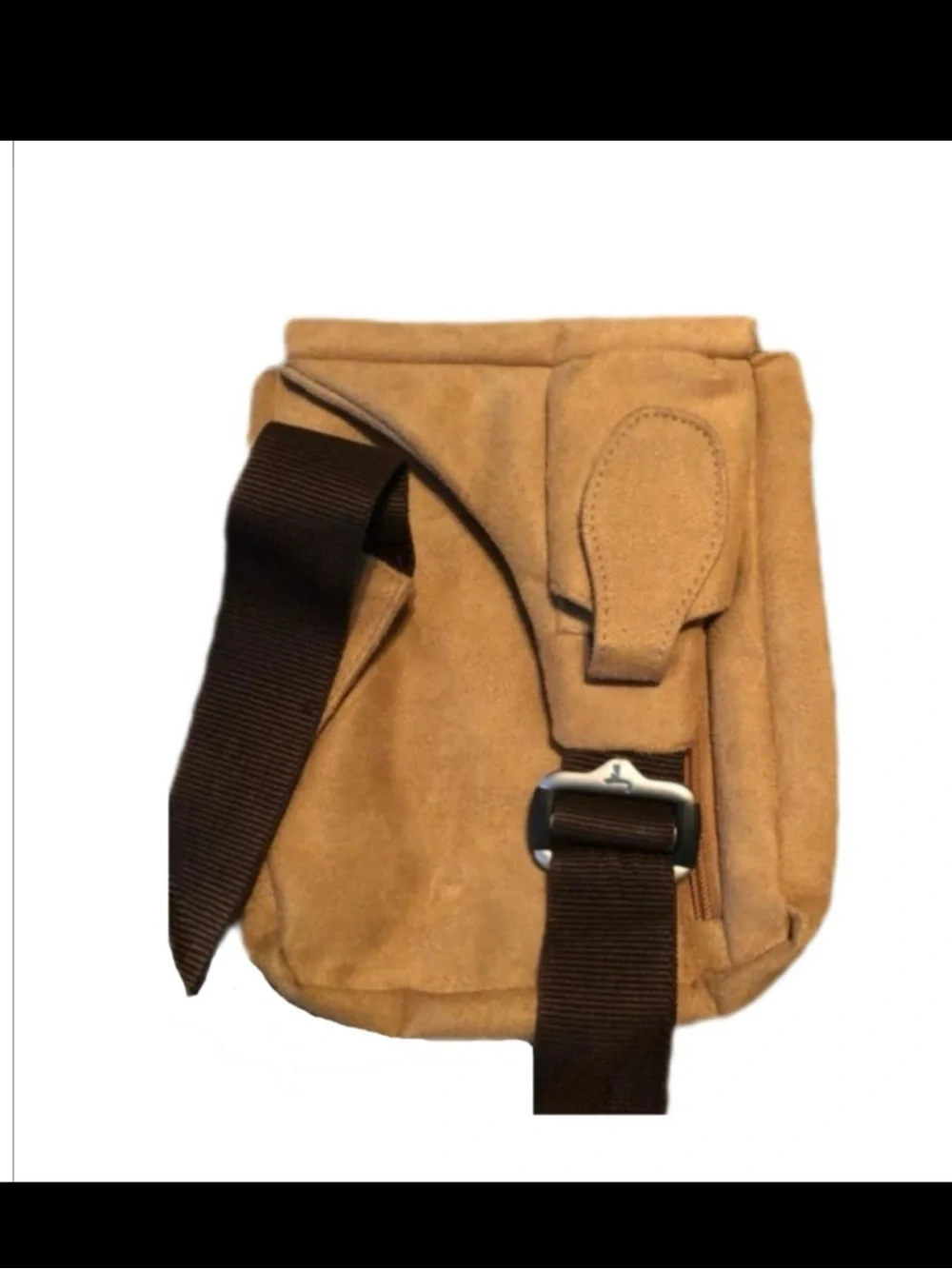 Travelon Anti-Theft Faux Suede Crossbody Travel Bag RFID, Sling Purse, tan, EUC.